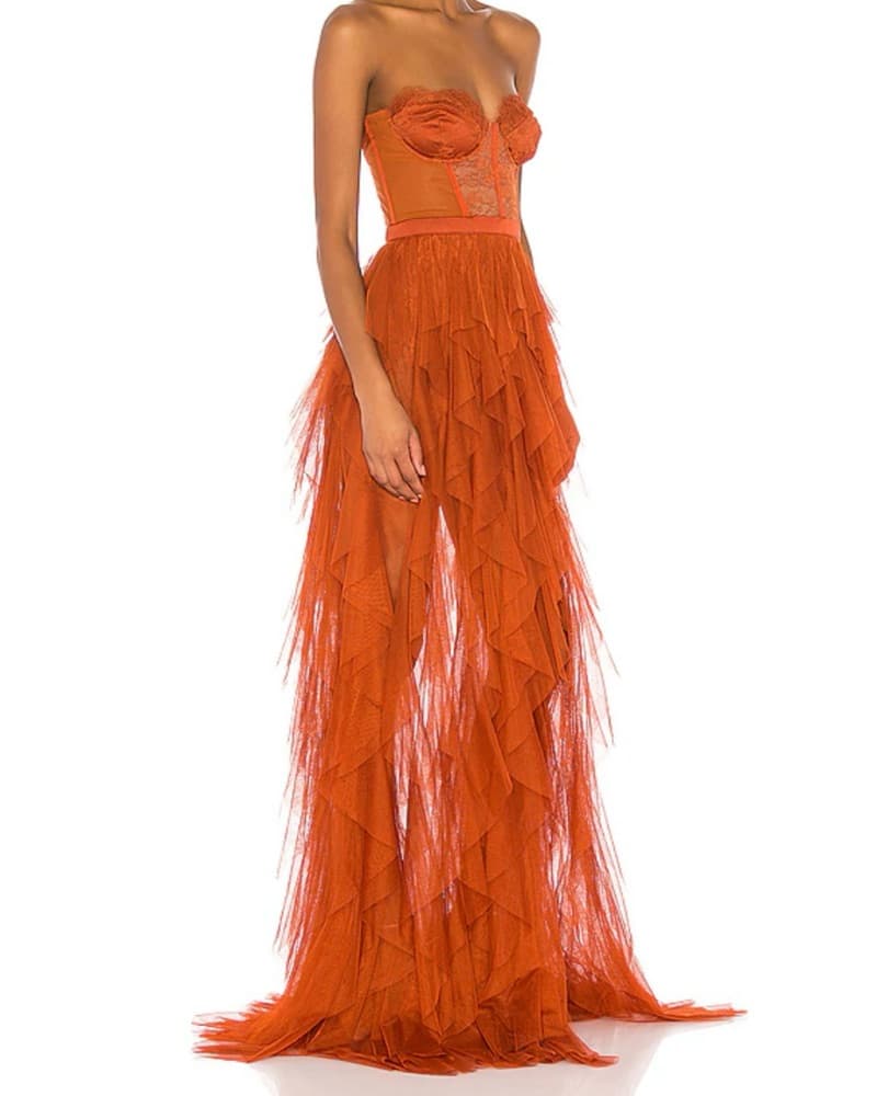 For Love & Lemons Bustier Gown in Rust - Image 2