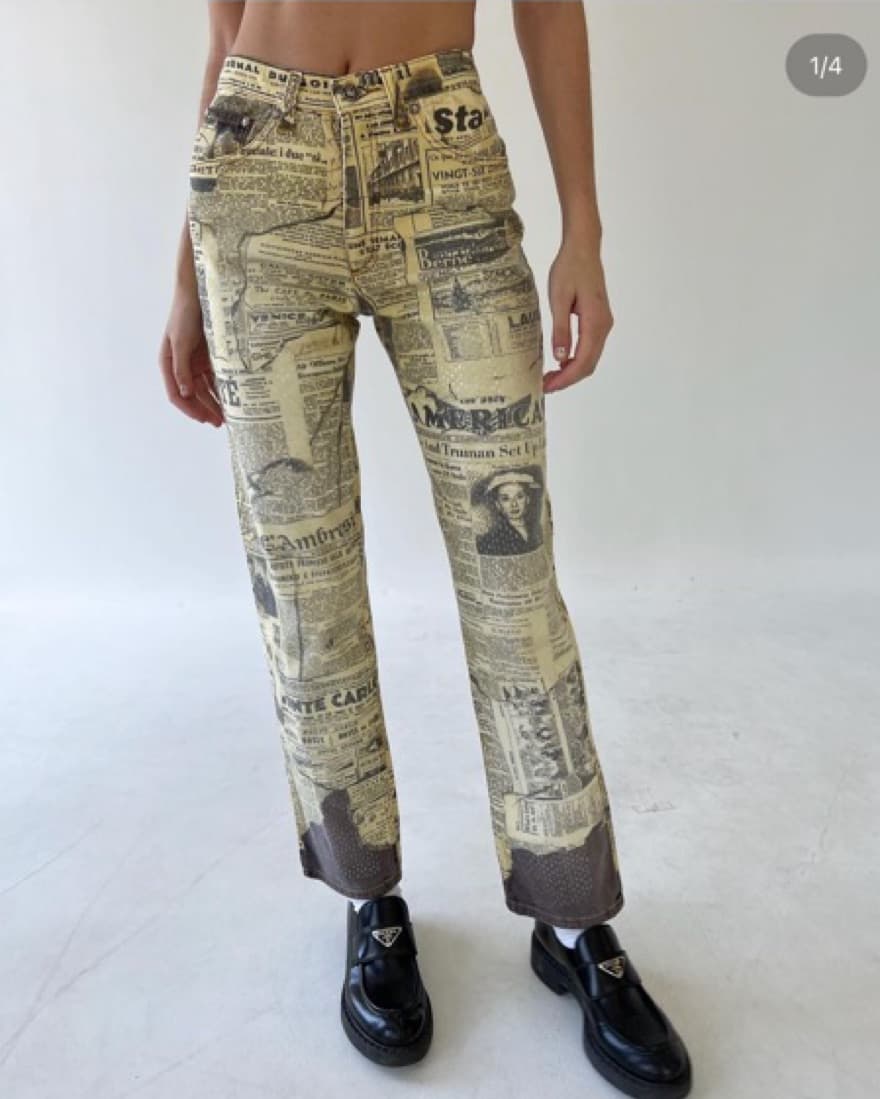 Vintage Roberto Cavalli Newspaper Jean - Image 1
