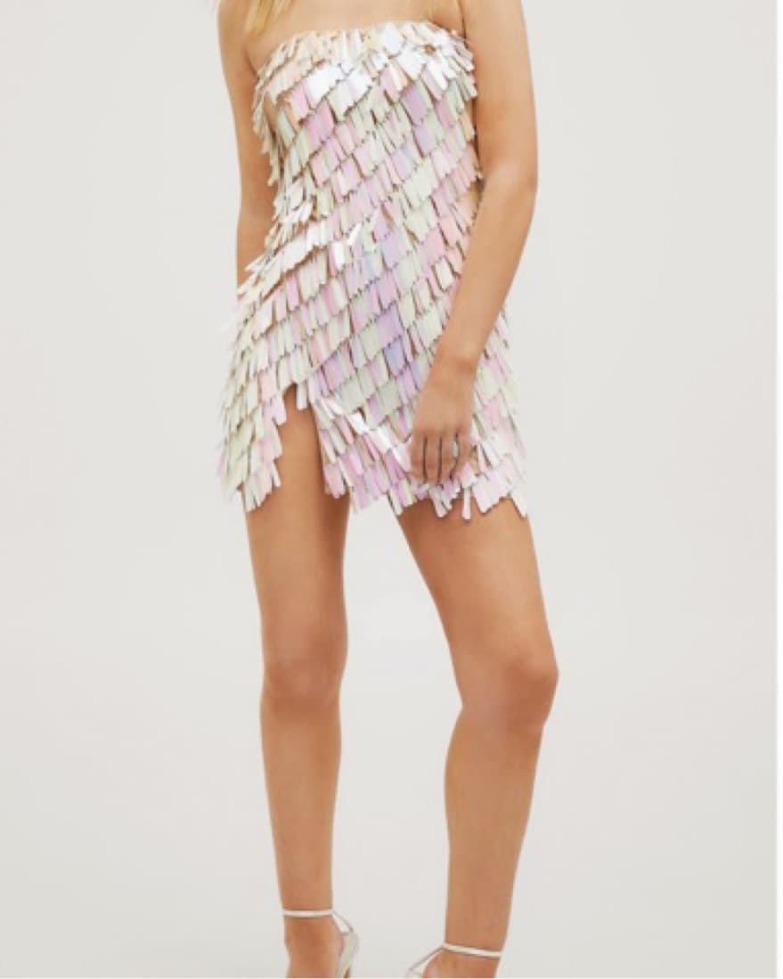 Iridescent Pailette Strapless Mini Dress - Image 1