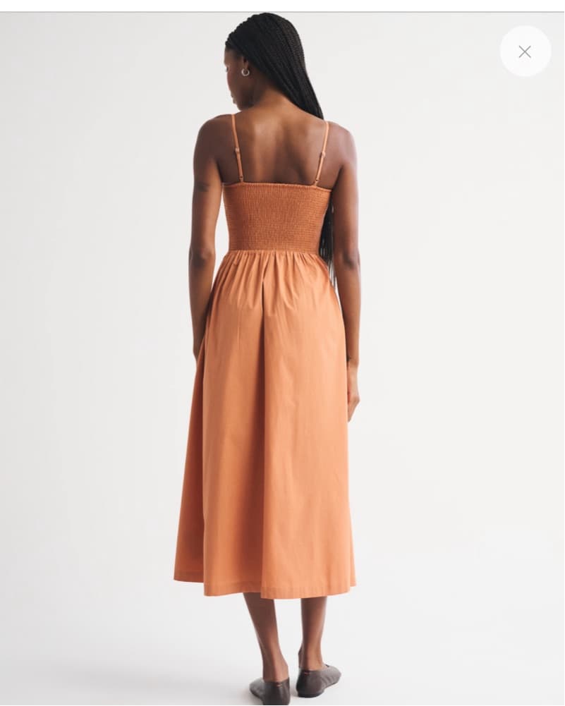 Elegant Orange Midi Dress and Polka Dot Maxi Dress - Image 2