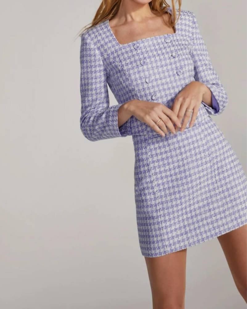 Lilac Houndstooth Tweed Top - Image 5