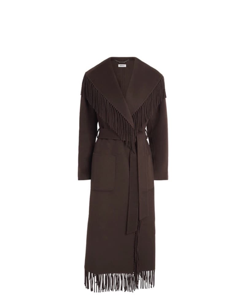 Simkhai Carrie Fringe Coat Brown - Image 2