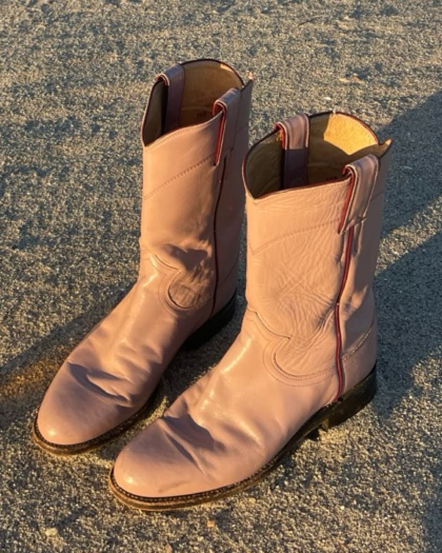 Light Pink Vintage Cowboy Boots - Image 2