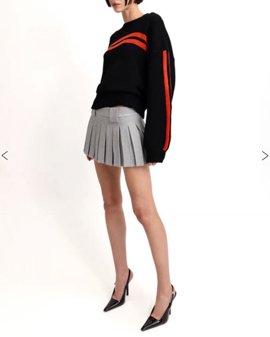 Grey Pleated Mini Skirt  - Image 2