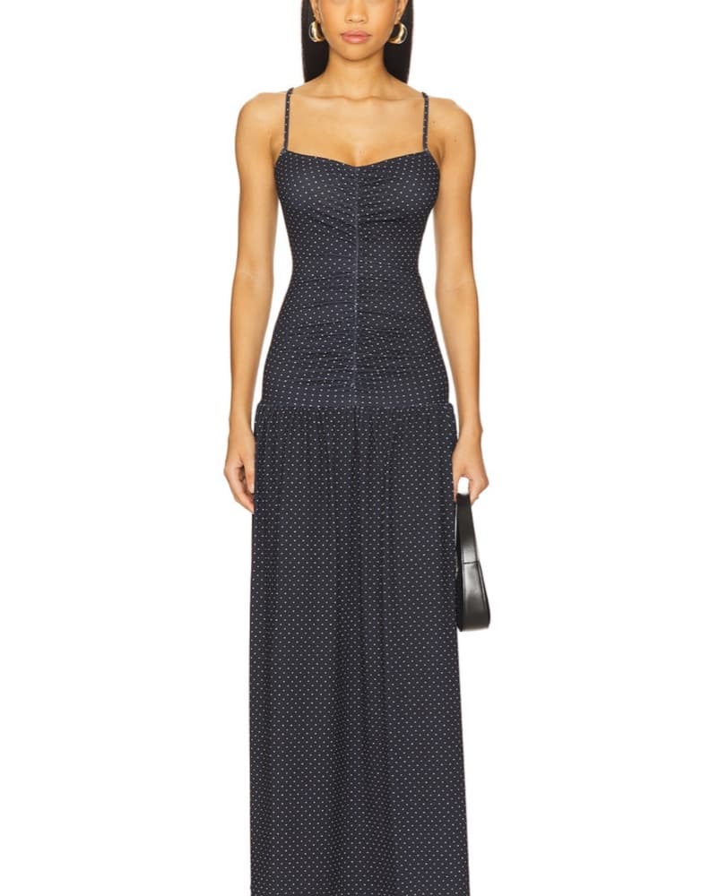 Fitted Polka Dot Maxi Dress - Image 2