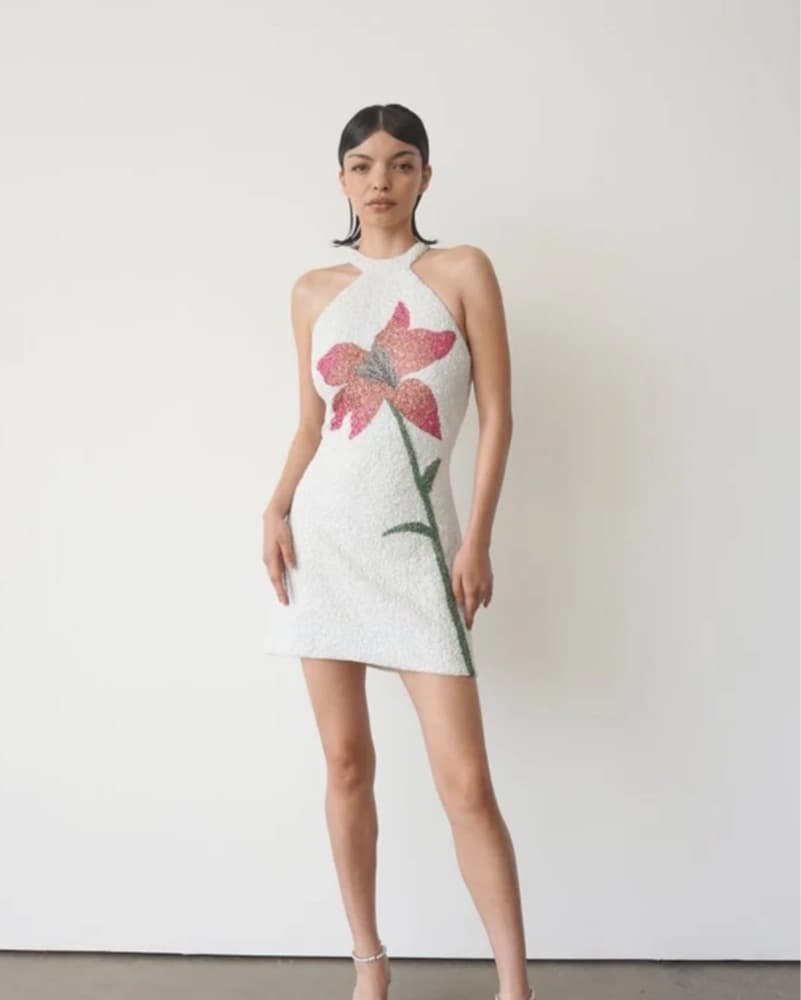 Nola Halter Neck Dress White - Image 1