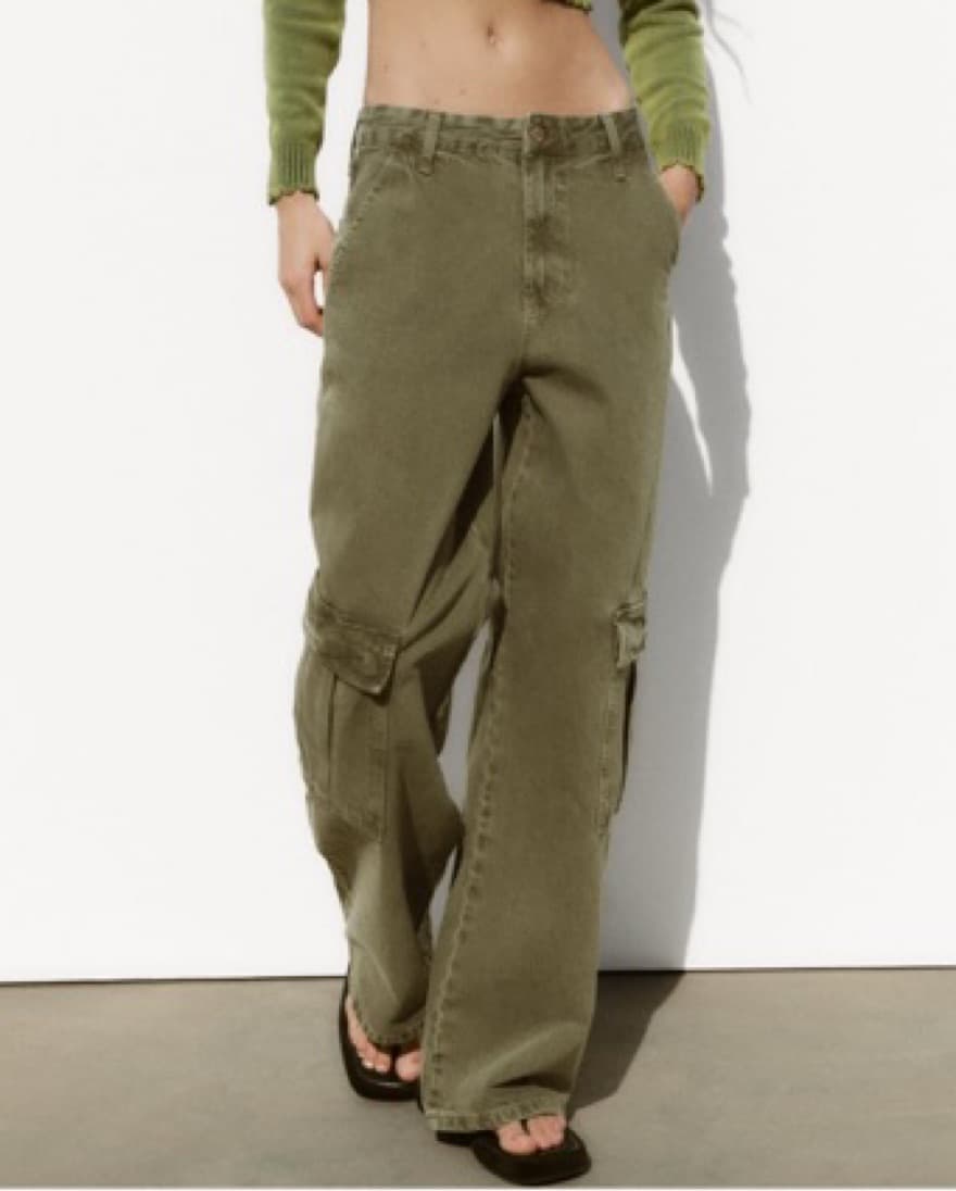 Zara Green Cargo Pants - Image 2