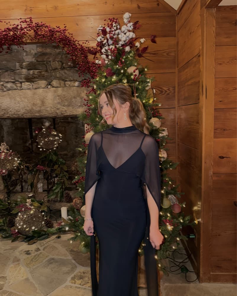 ASOS Elegant Navy Cape Dress  - Image 4