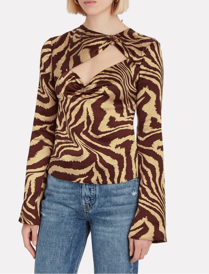 Ganni Tiger Silk Cut Out Top  - Image 3