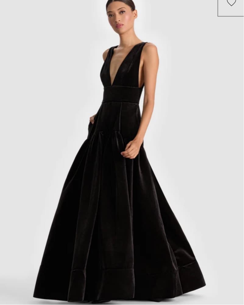 Alice & Olivia Elegant Black Velvet Gown - Image 2