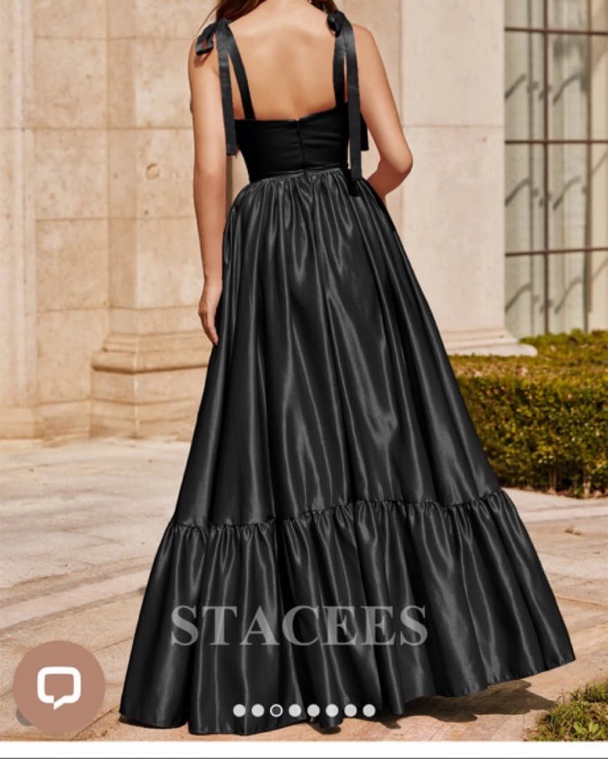 Stacees Black Satin Ball Gown  - Image 2