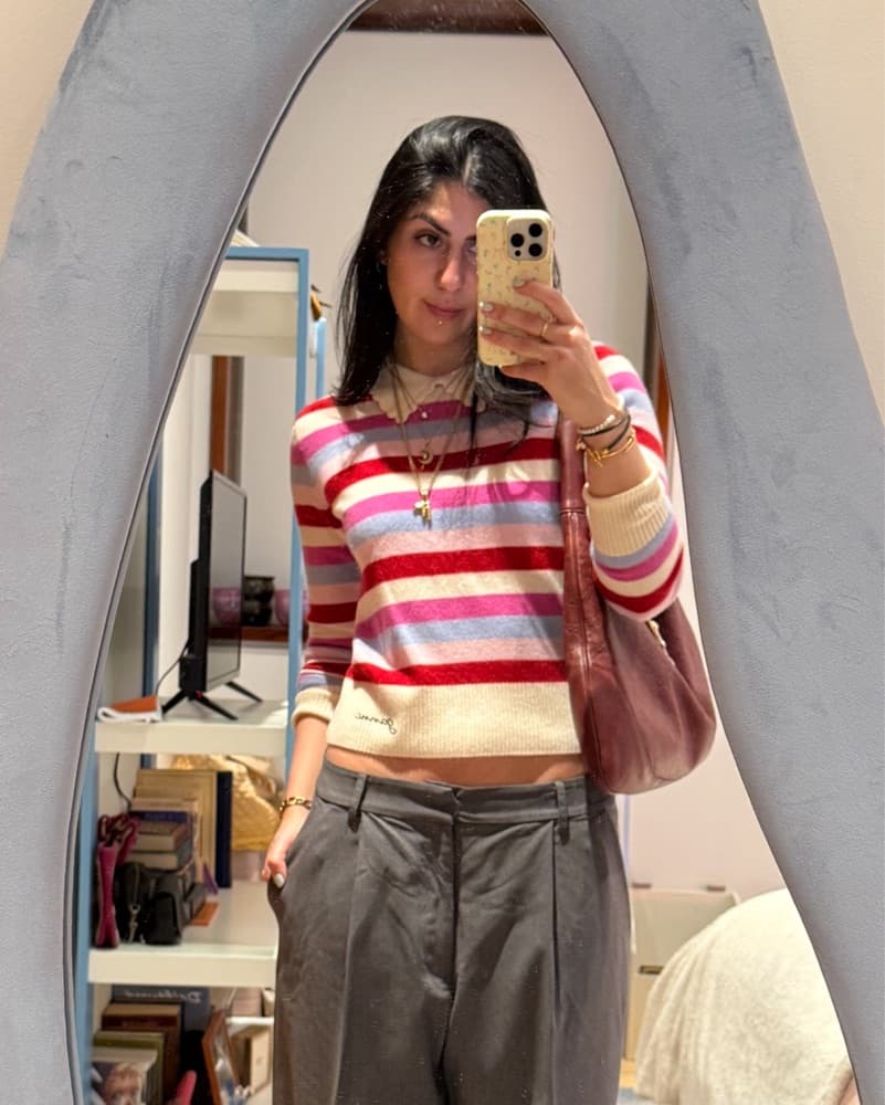 GANNI Egret Striped Collar Pullover  - Image 3