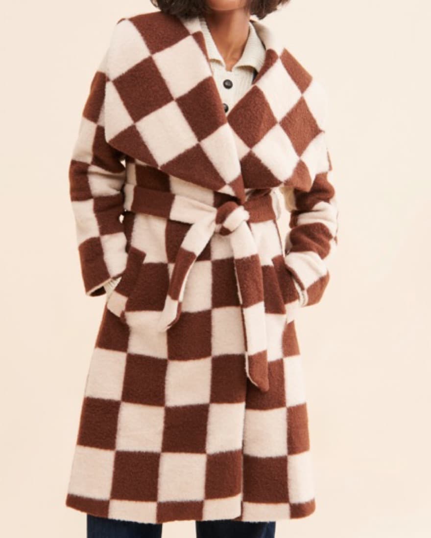 Checkered Free People Tie Coat - Image 1