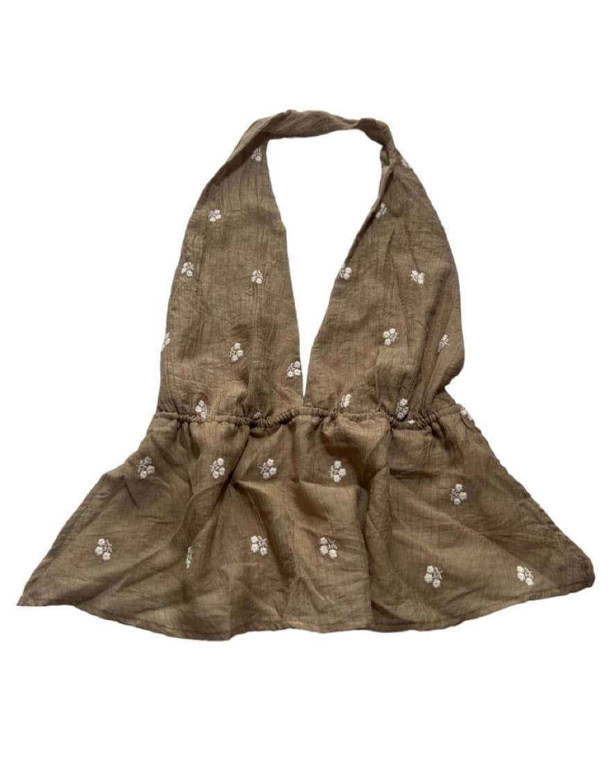 Princess Polly - Brown Halter Crop - Image 1