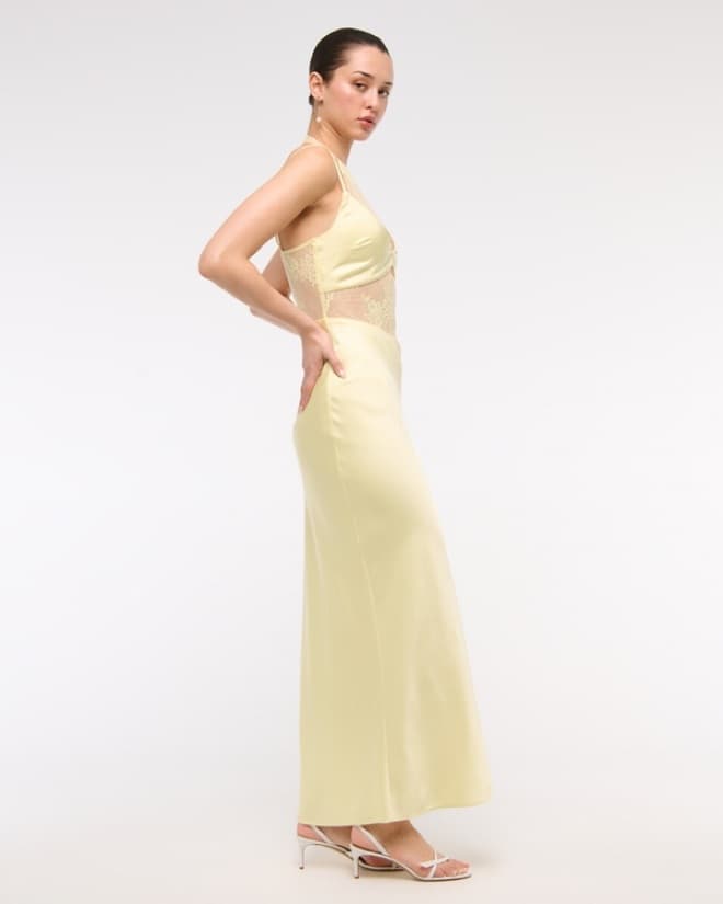 Elegant Yellow Lace Dress - Image 3