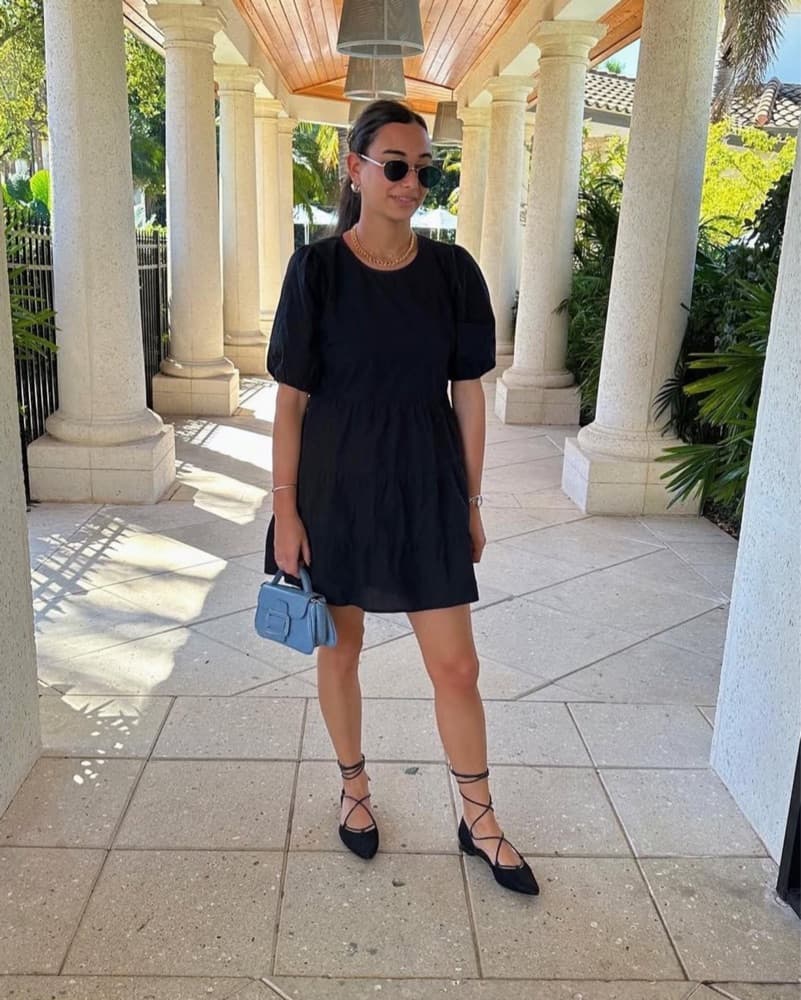Chic Black Short Sleeve Dress - Image 2