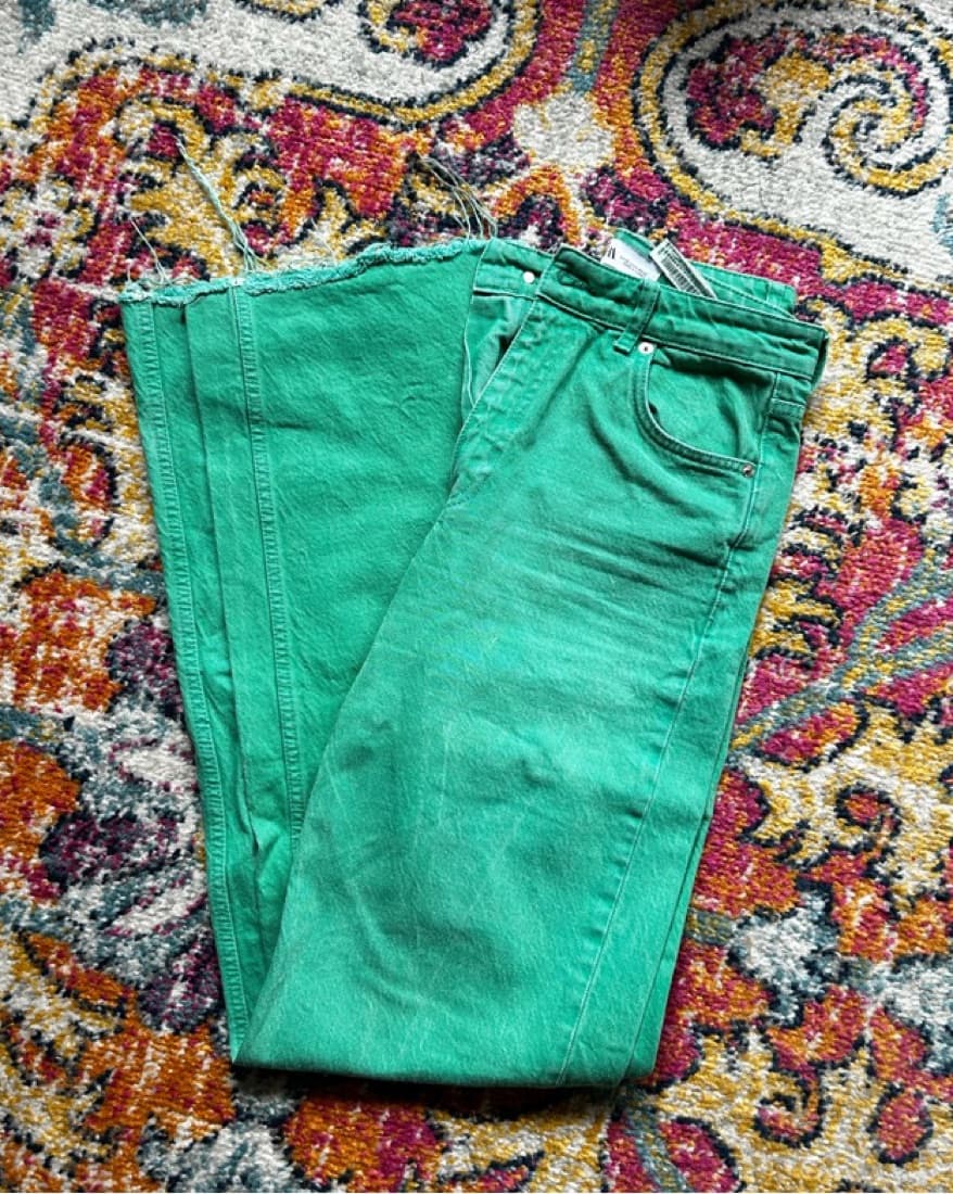 Green Wide Leg Jeans - Image 5