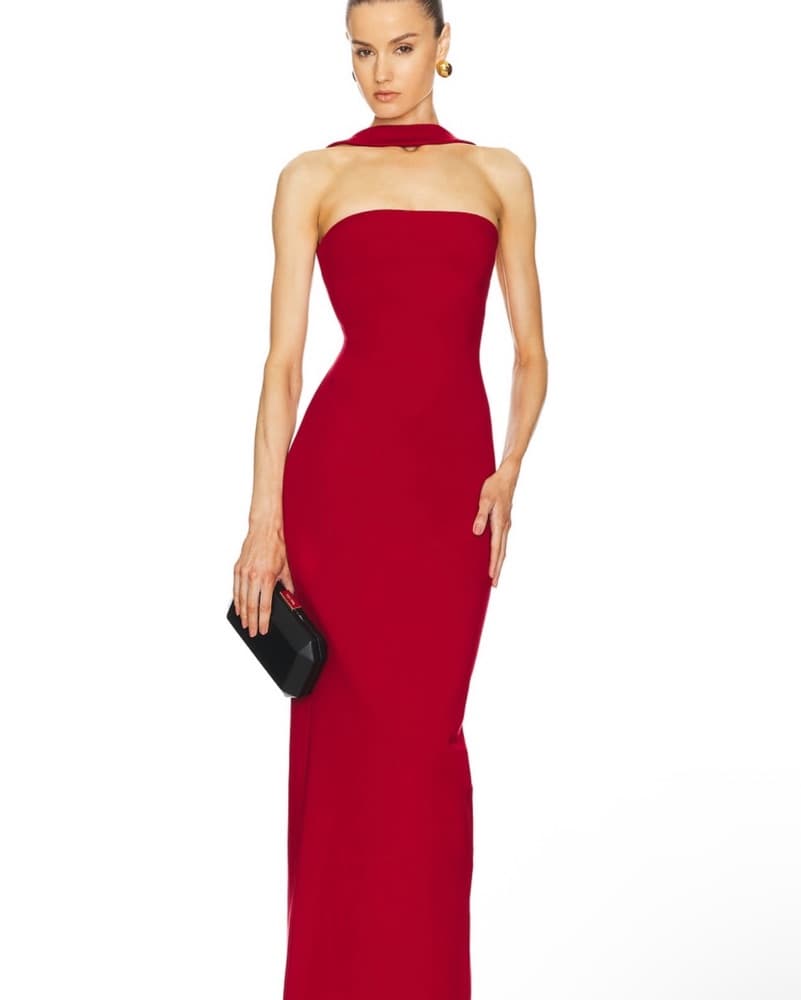 Elegant Crimson Gown - Image 1