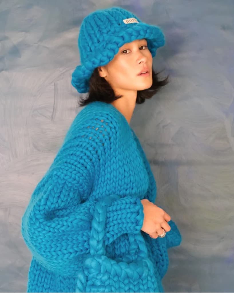 Hand Knit Mushroom Hat 💙 - Image 1