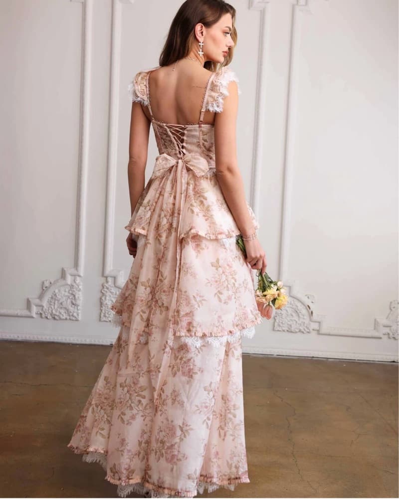 V. Chapman Jolie Dress in Peach Tapestry - Image 2