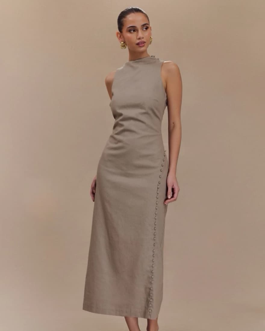 Meshki Bronte Linen Button Midi Dress - Image 2