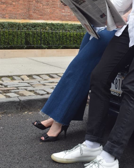 Black Satin Bow Heels - Image 1