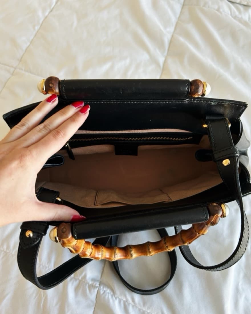 Vintage Gucci Faux Pearl Bamboo Bag - Image 5