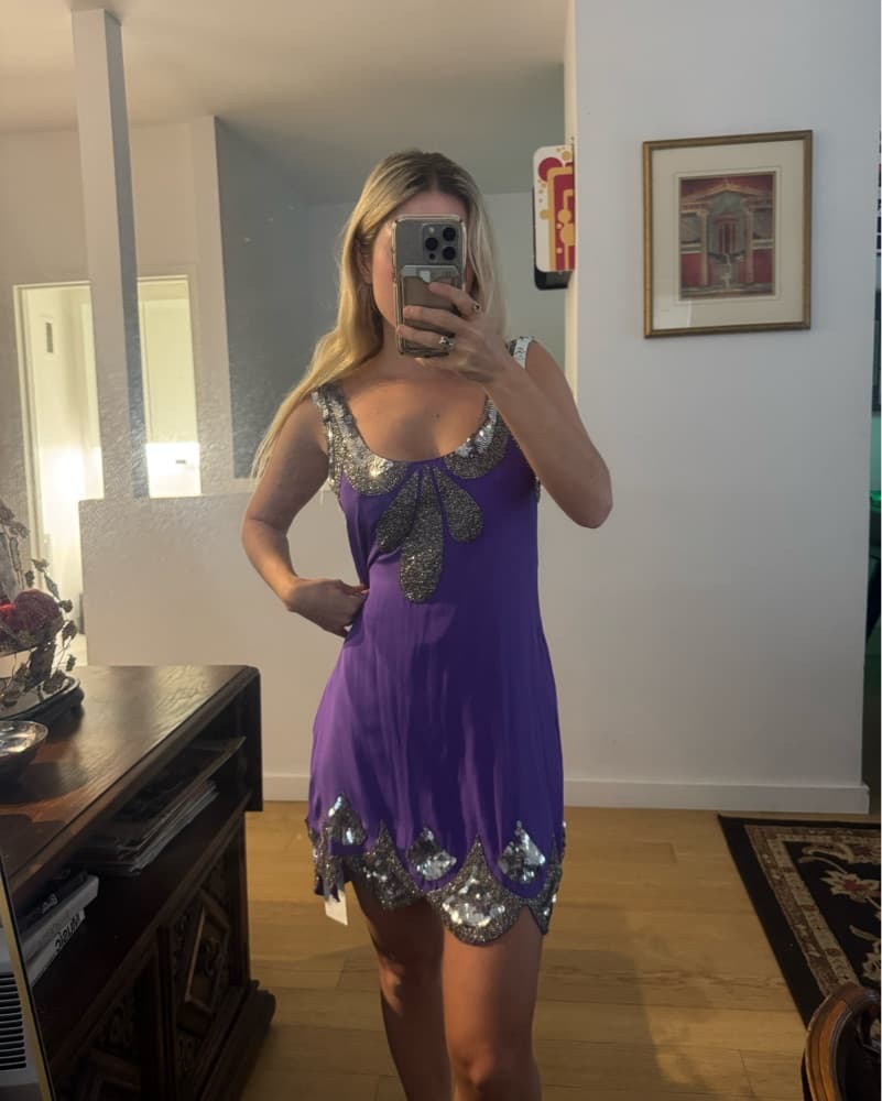 Rachel Gilbert Purple Sequin Mini Dress  - Image 2