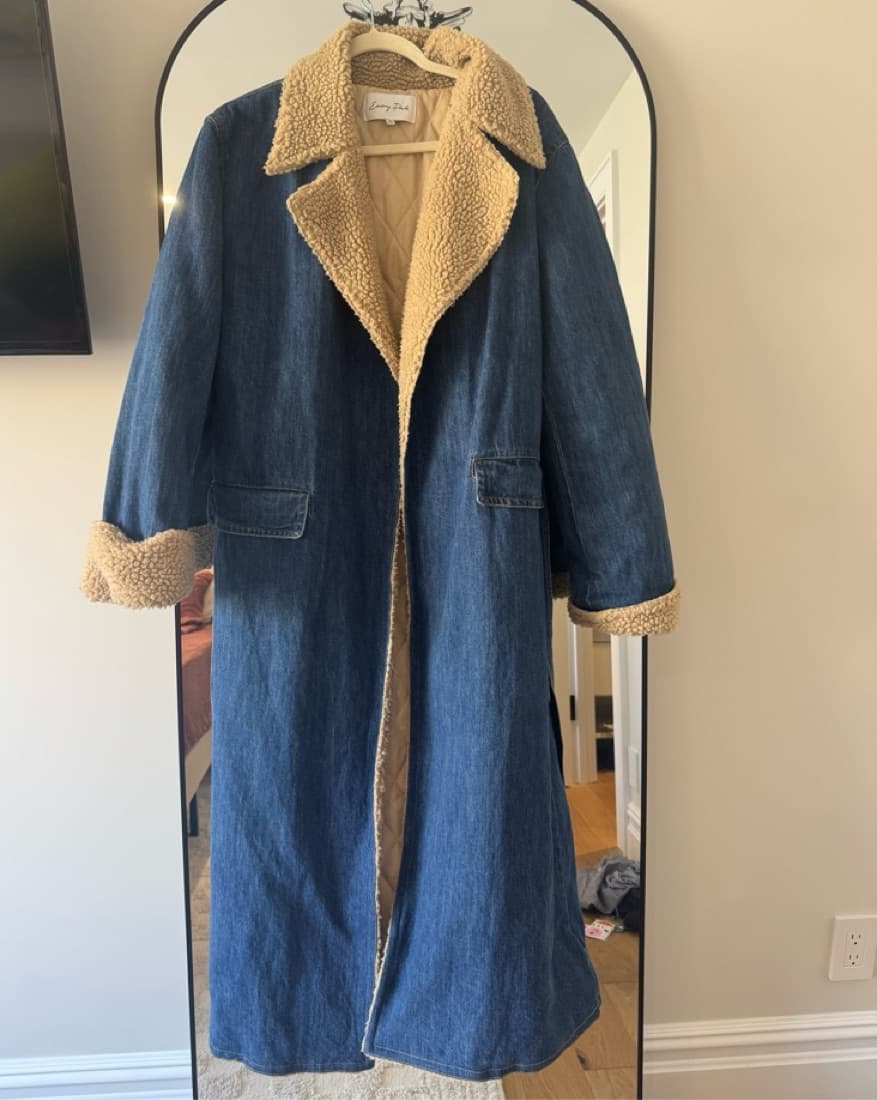 Cozy Denim Shearling Coat - Image 1