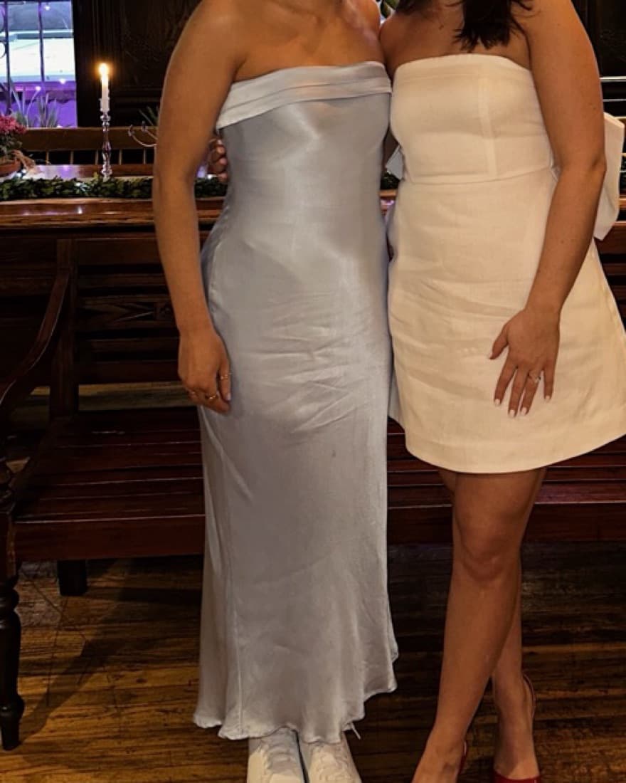 Sky Blue Satin Dress - Image 1