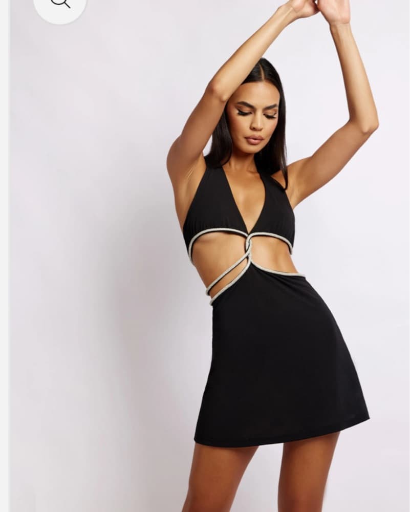 Black Cutout Halter Dress - Image 3