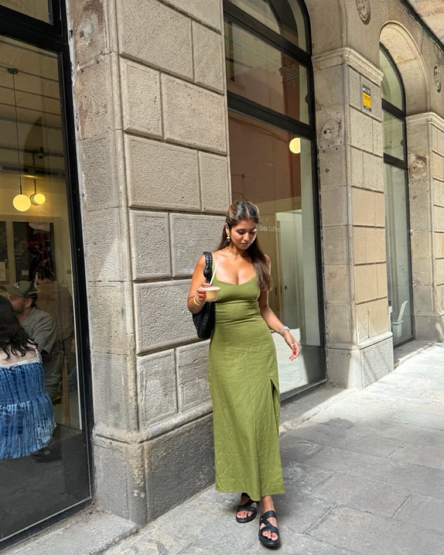 Green Linen Dress - Image 3
