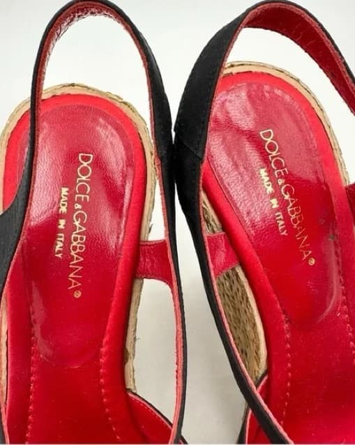 Dolce & Gabbana Bow Woven Straw Wedges - Image 4