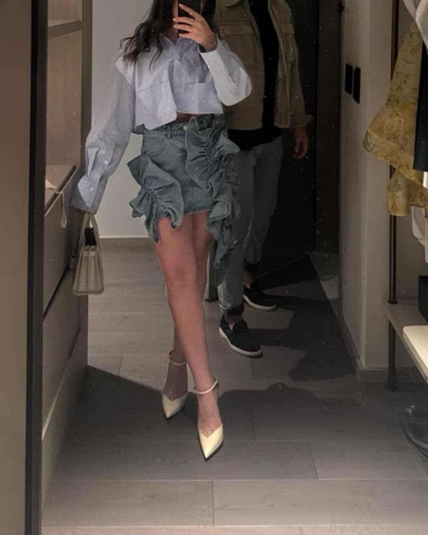 AKNVAS Denim Ruffle Mini Skirt  - Image 4