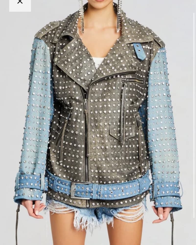 Luxury Studded Moto Jacket – Denim & Lea - Image 3