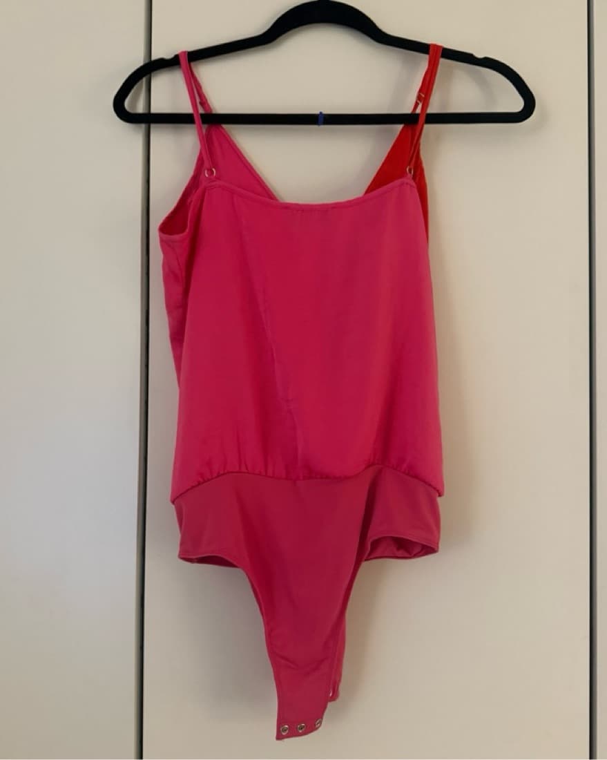 Fletch Pink and Red V-Neck Top Bodysuit  - Image 6