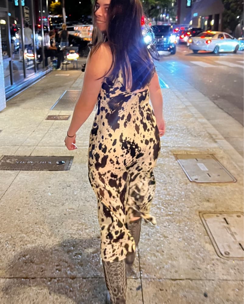 Zara Cow Print Satin Dress  - Image 3