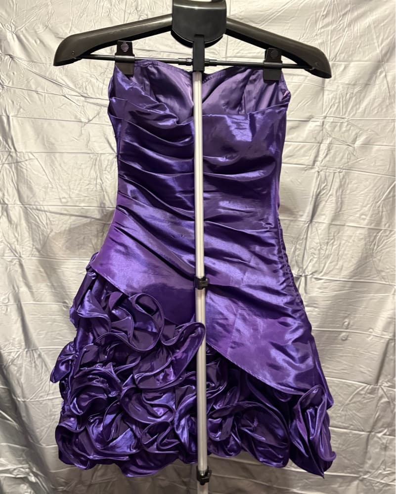 Satin Cocktail Dress w/ Flowers - Image 2