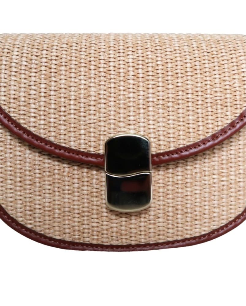 SEZANE CLAUDE WOVEN STRAW BAG BROWN - Image 1