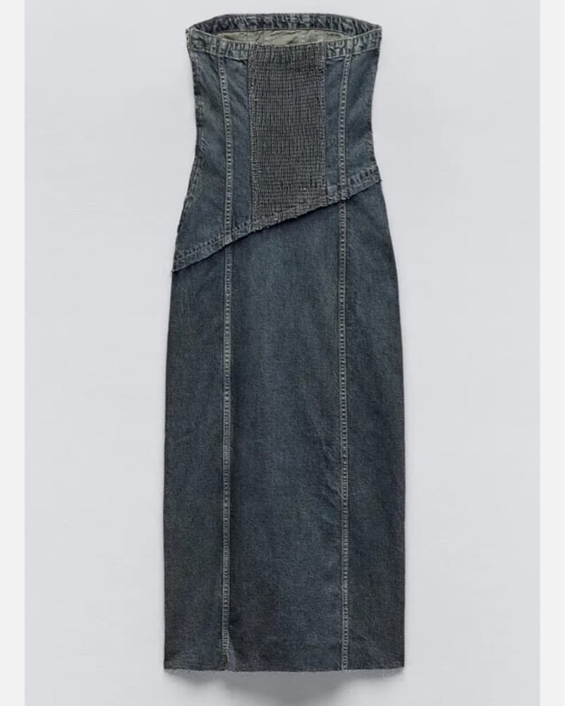 Asymmetrical Denim Midi Dress - Image 3
