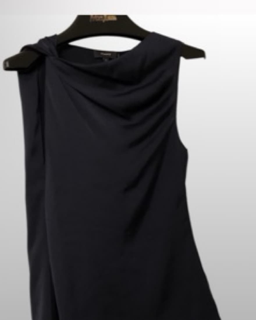 Theory Silk Draped Neck Top Deep Navy  - Image 3