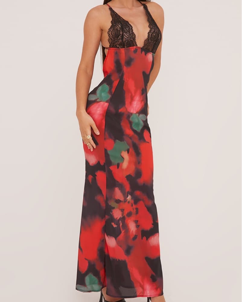 Lace Floral Maxi Dress Size L - Image 1