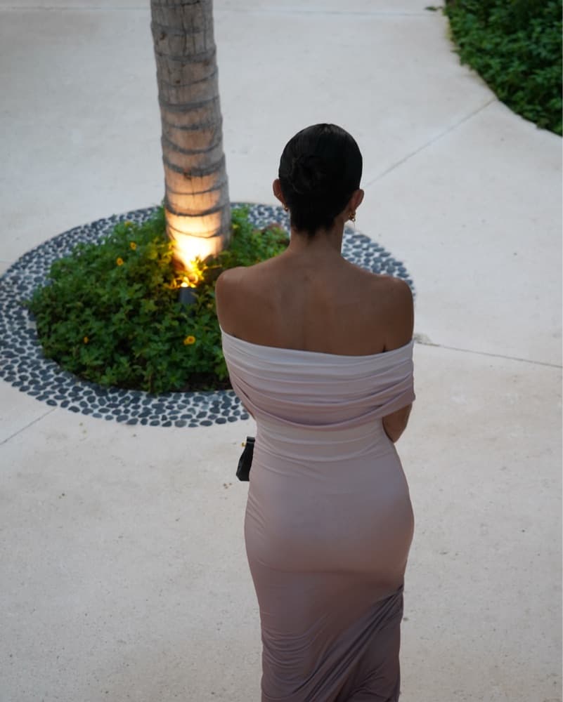 Cassandra Off Shoulder Slinky Maxi Dress - Image 3