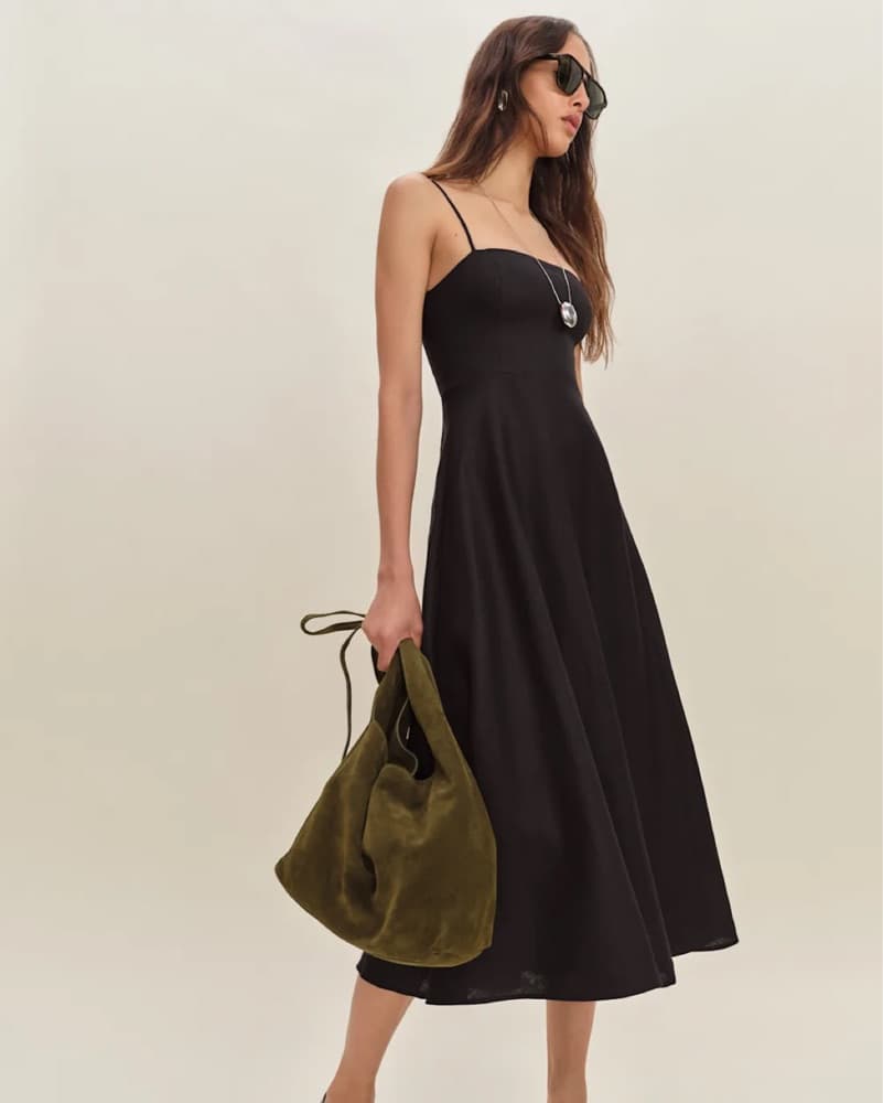 Reformation Monette Black Linen Dress - Image 2