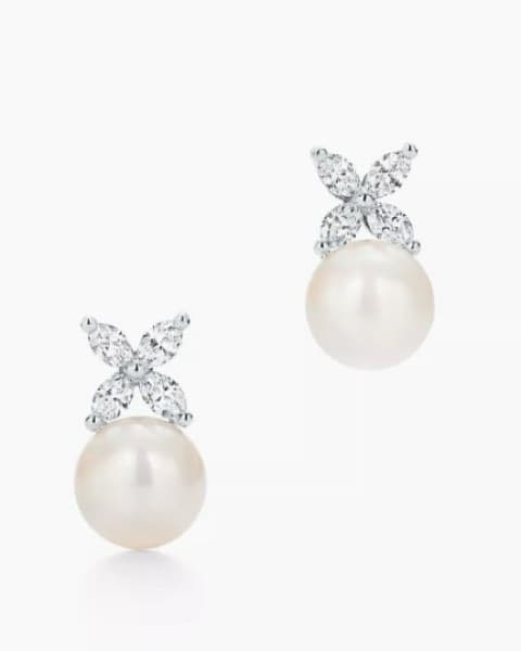 Diamond and Pearl Studs - Image 1
