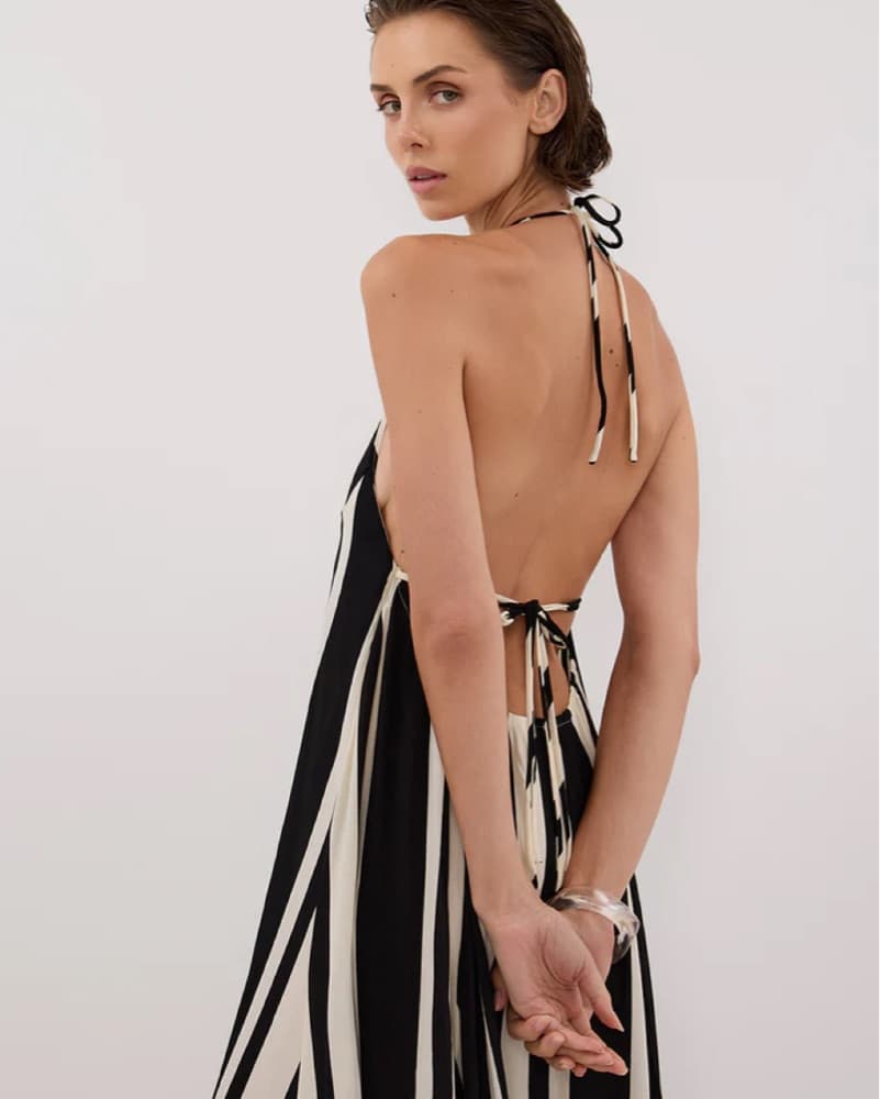 DISSH Beau Black Stripe Halter Dress - Image 3