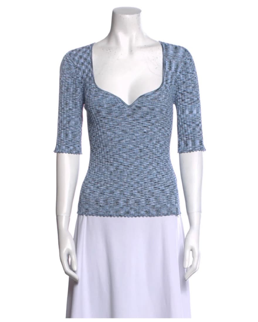 Veronica Beard Striped V-Neck Top - Image 1