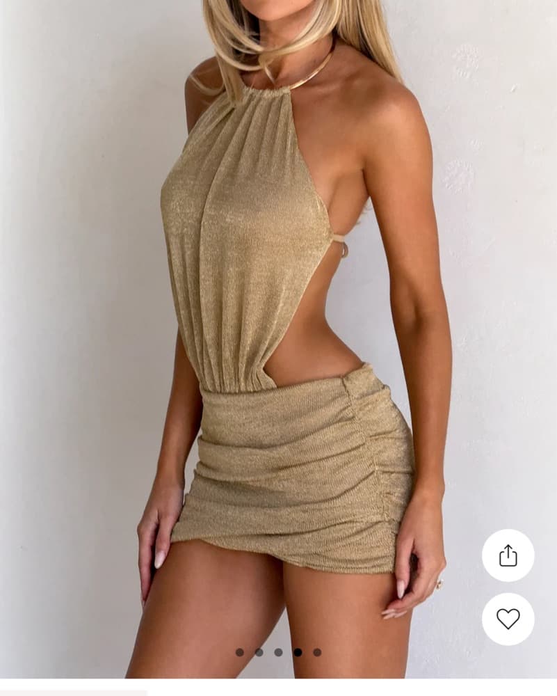 Gold Mini Dress - Image 3