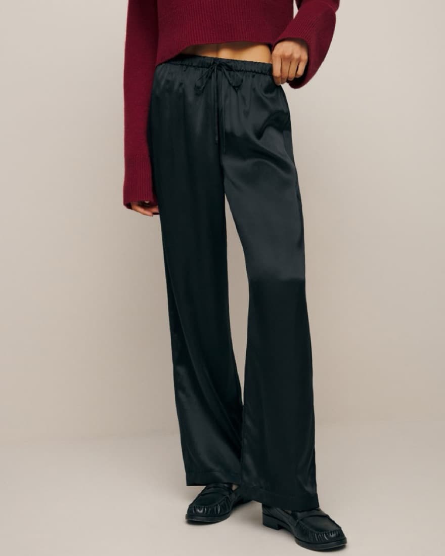 Reformation Olina Silk Black Pant - Image 1