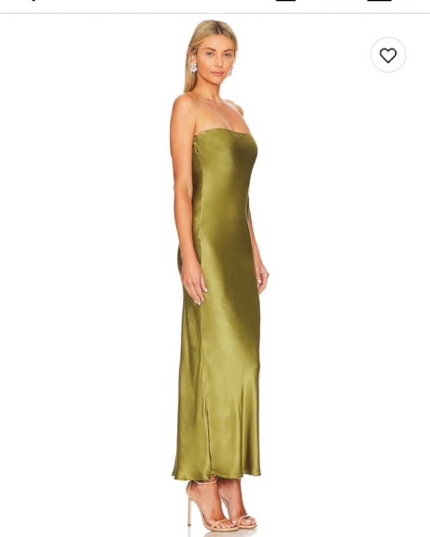 SNDYS Olive Satin Midi Dress - Image 1